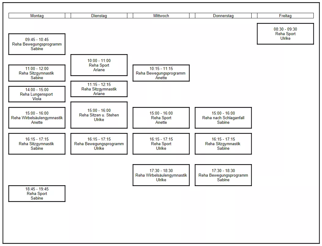 Wochenplan Reha-Sport